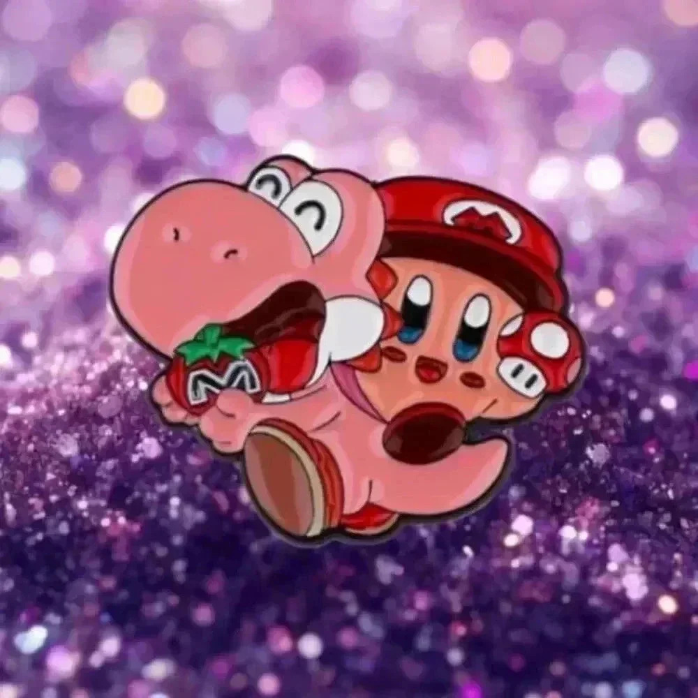 Kirby & Yoshi Crossover Enamel Pin – Adorable Mario x Kirby Collab Colle…